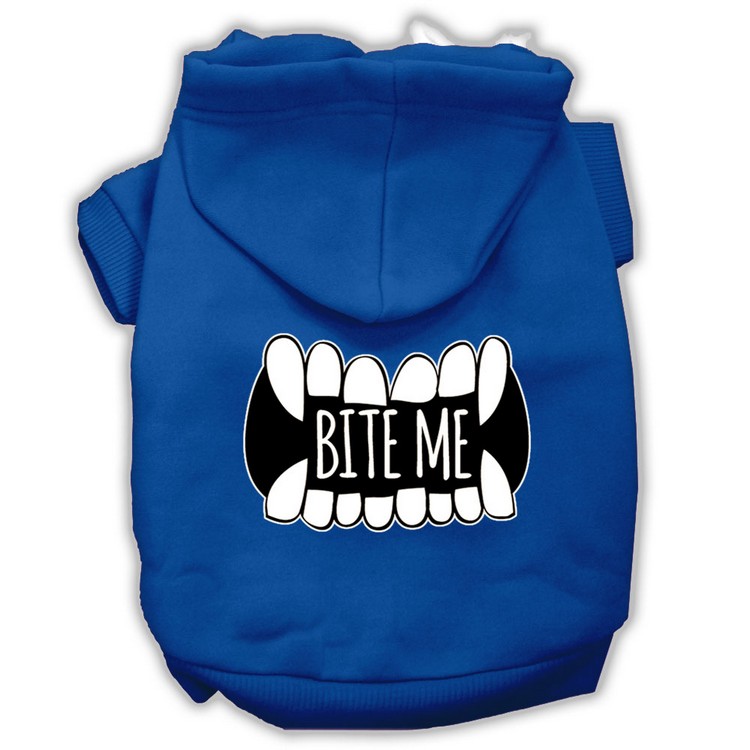 Bite Me Screenprint Dog Hoodie Blue XS